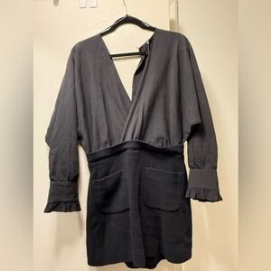 Zara Black Long sleeve mini dress